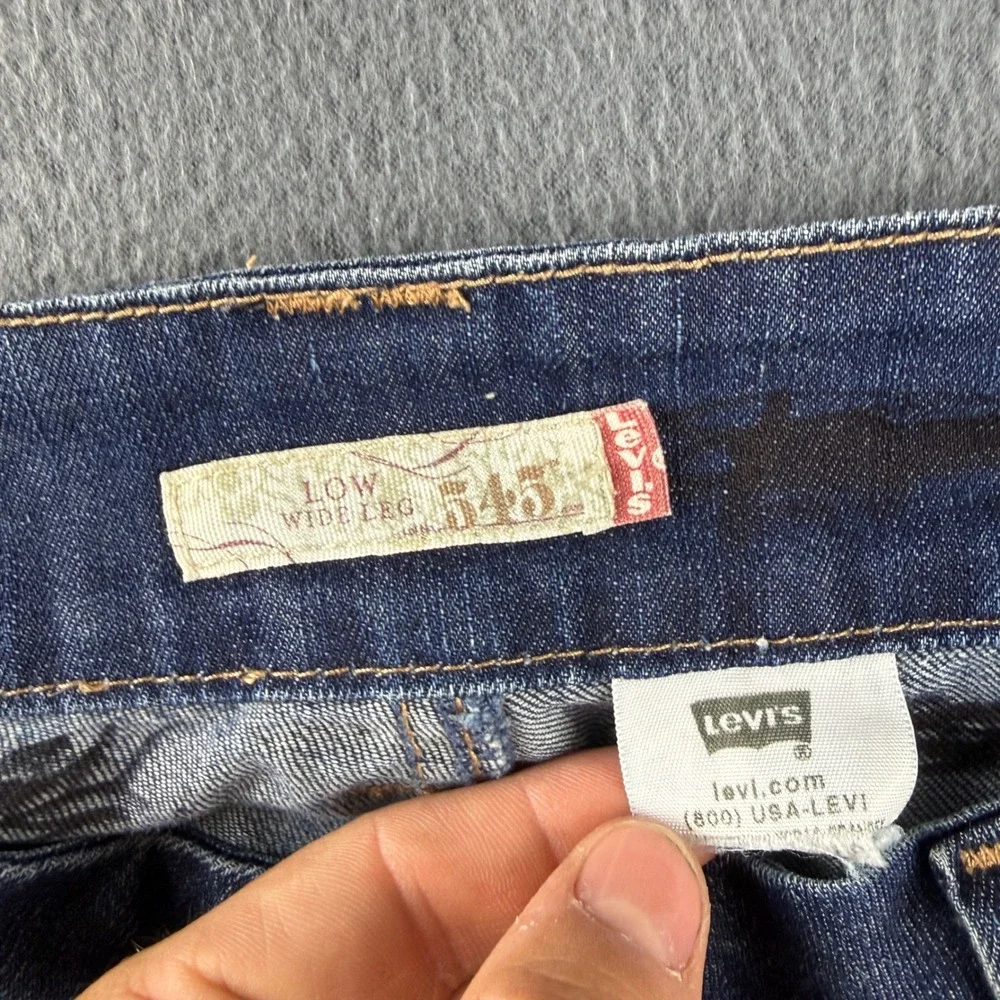 Levi's 545 Jeans Womens 34x32 Blue Low Rise Wide Leg Baggy Y2K Dark Wash Hipster - Picture 5 of 10